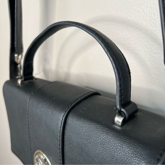 Guess Lani Vegan Black Two Handle Flap Satchel Crossbody Purse Bag - Picture 5 of 16